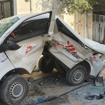 Comboio de MSF atacado em Gaza. Novembro de 2023. © MSF