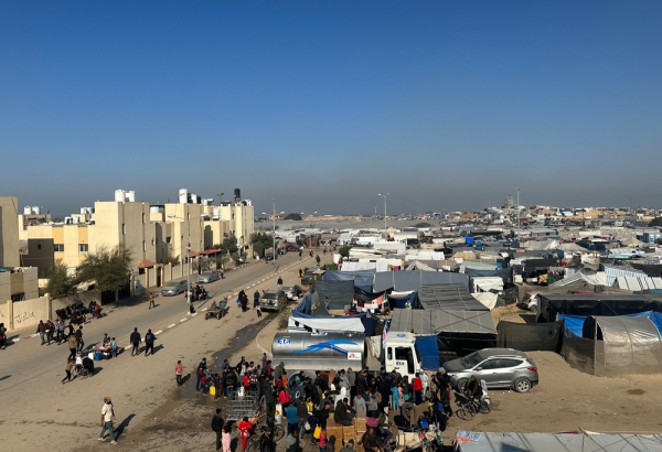 Acampamento de pessoas deslocadas em Rafah, onde muitos palestinos foram buscar abrigo. Foto: Mohammed Abed