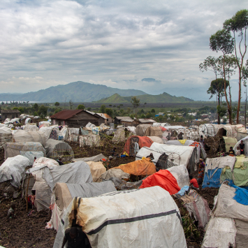 Acampamentos de pessoas deslocadas em Goma, na província de Kivu do Norte. Fevereiro de 2024. ©Marion Molinari/MSF